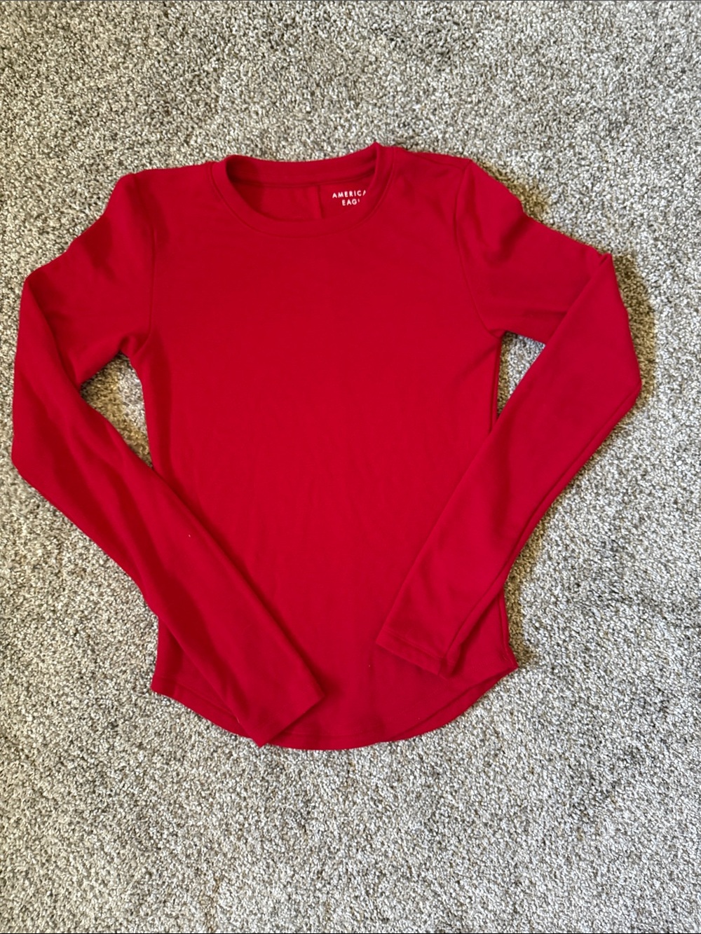 American Eagle Outfitters Red Long Sleeve Lightweight Crew Neck